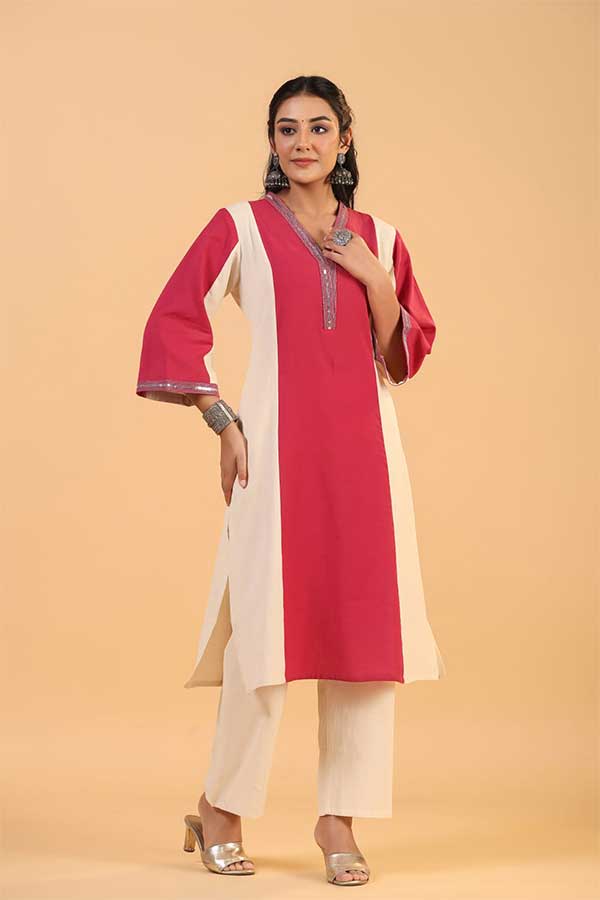 Urban Elegance: Contemporary Cotton Flex Kurta and Pant Set