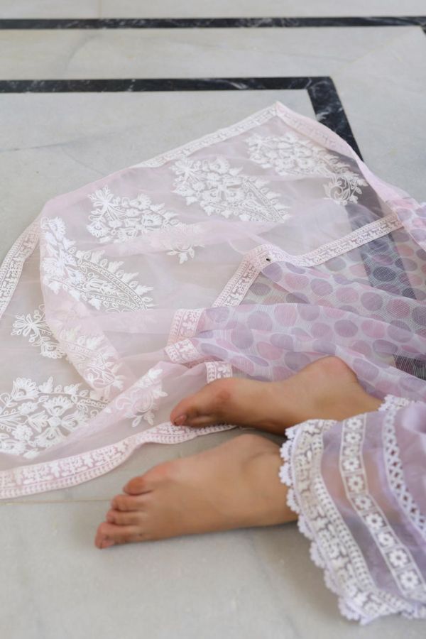 STITCHED COTTON SUIT (LIGHT PINK): PANTS & MATCHING TOP