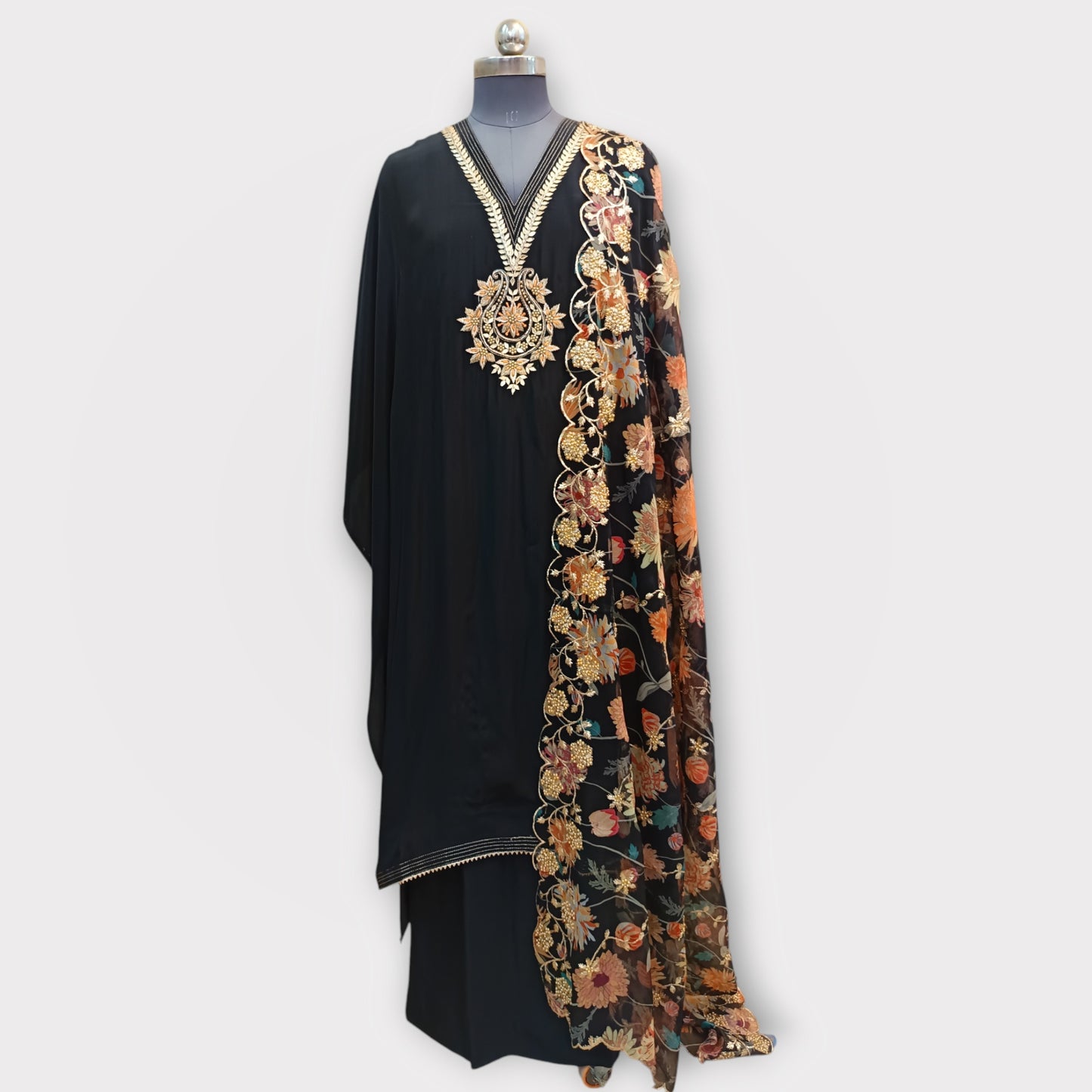 SEMI STITCHED KURTA VISCOSE CREAPE FABRIC, GOTA AND DABKA EMBROIDERY