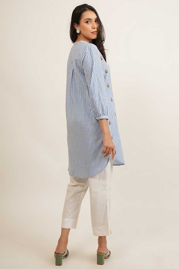 Classic Embroidery: Cotton Apple Cut Top for Stylish Co-Ords