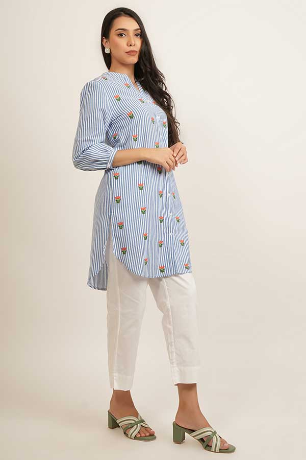 Classic Embroidery: Cotton Apple Cut Top for Stylish Co-Ords