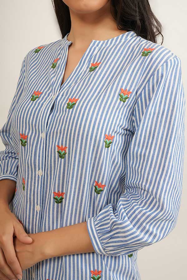 Classic Embroidery: Cotton Apple Cut Top for Stylish Co-Ords