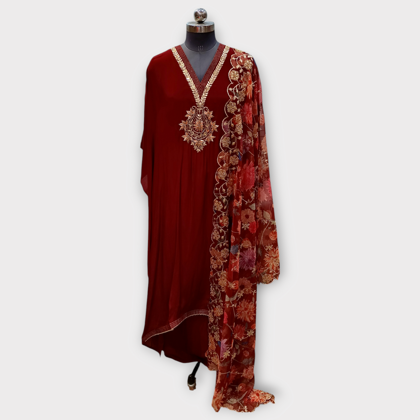 SEMI STITCHED KURTA VISCOSE CREAPE FABRIC, GOTA AND DABKA EMBROIDERY