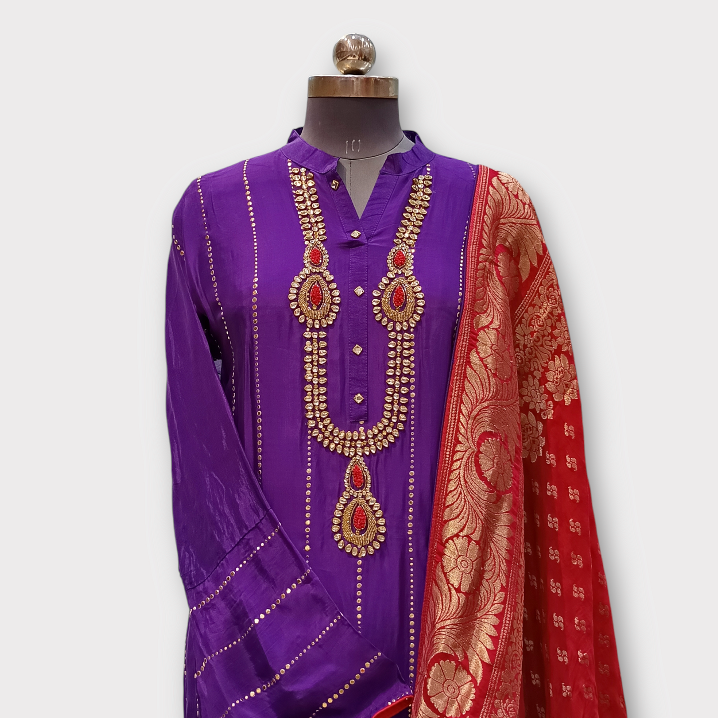 Semi Stitched Kundan & Moti Suits