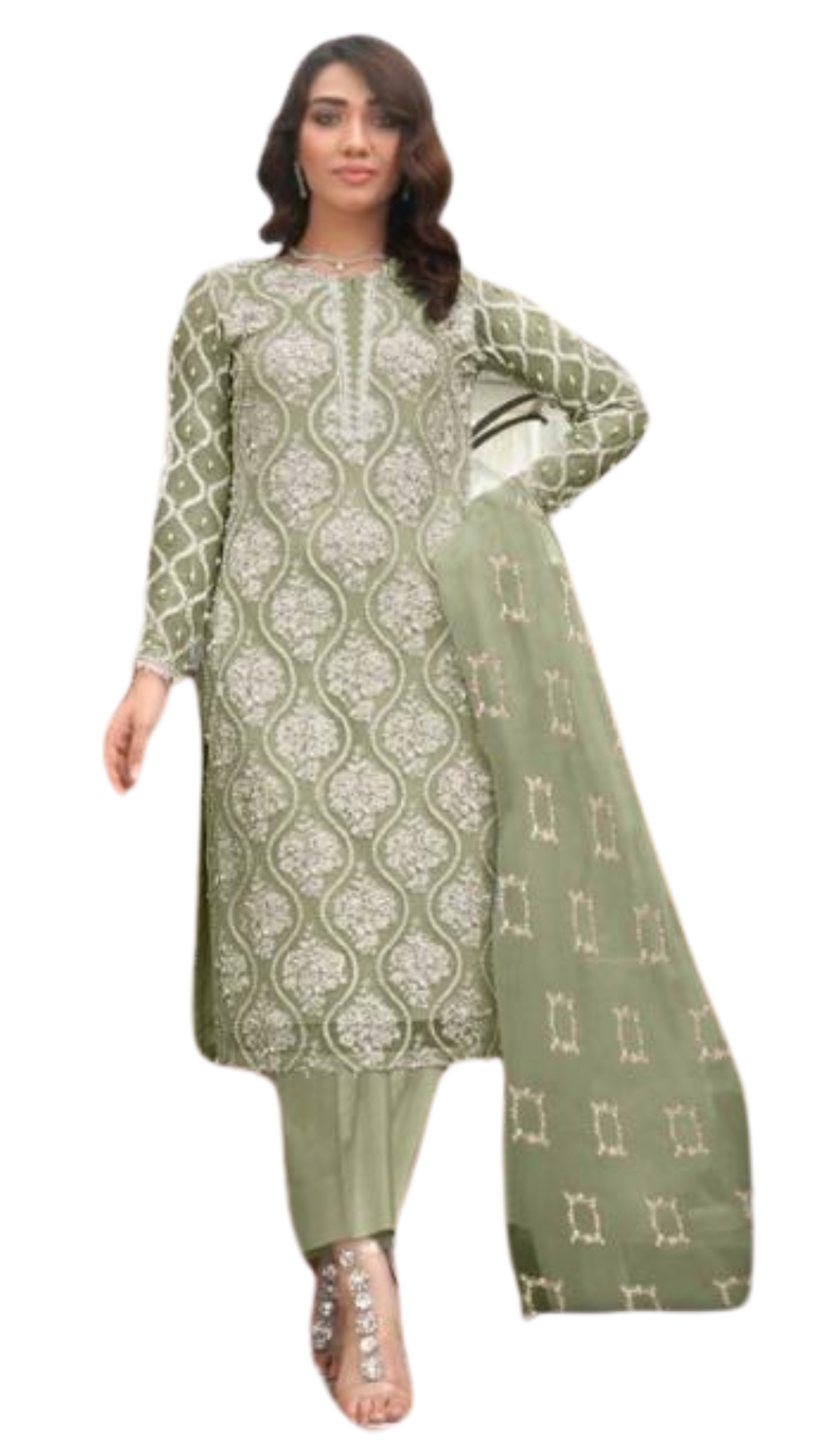 Sky mint & Pista green Colour Pakistani Suit