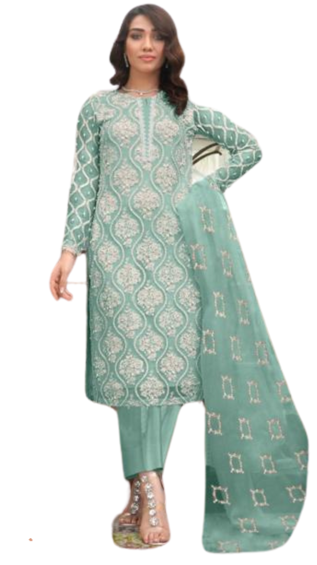 Sky mint & Pista green Colour Pakistani Suit