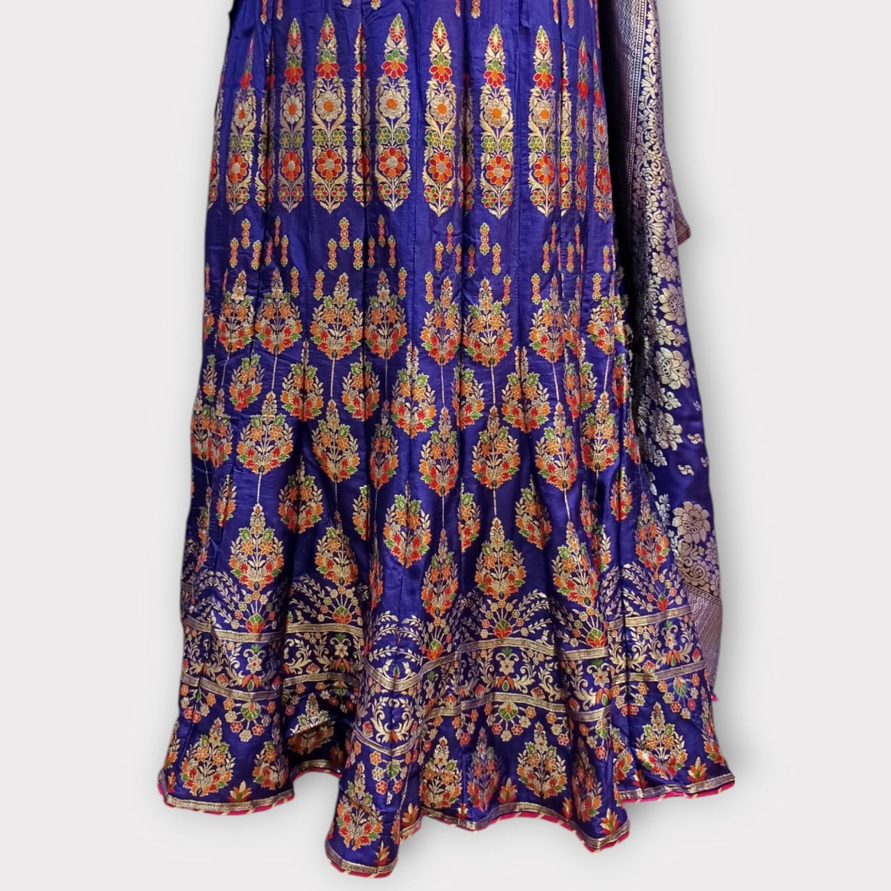 Semi Stitched Silk Kurta With Banarsi Silk Dupatta