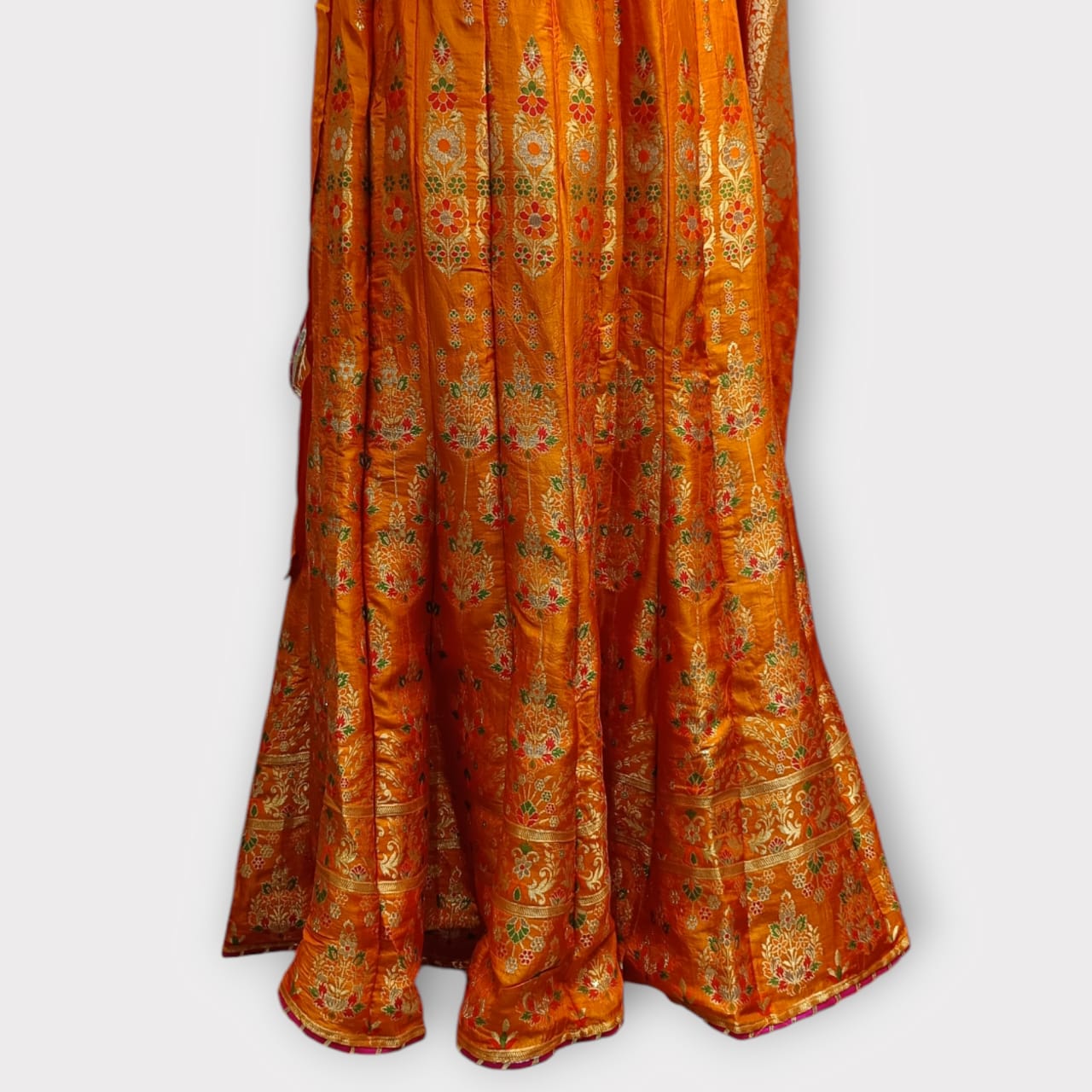 Semi Stitched Silk Kurta With Banarsi Silk Dupatta