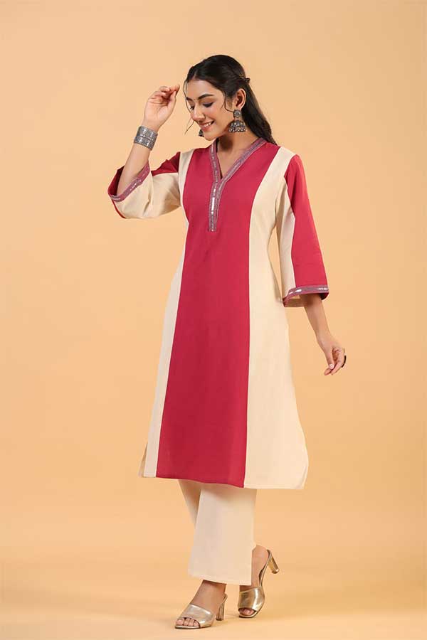 Urban Elegance: Contemporary Cotton Flex Kurta and Pant Set