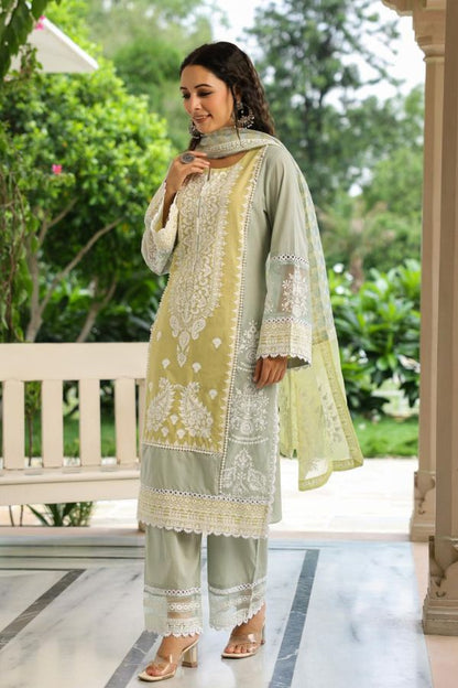 STITCHED COTTON SUIT (SAGE): PANTS & MATCHING TOP