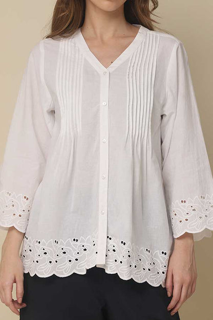 Cotton Elegance: Stylish Cutwork Top for Co-Ord Ensembles