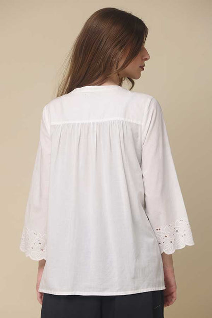 Cotton Elegance: Stylish Cutwork Top for Co-Ord Ensembles