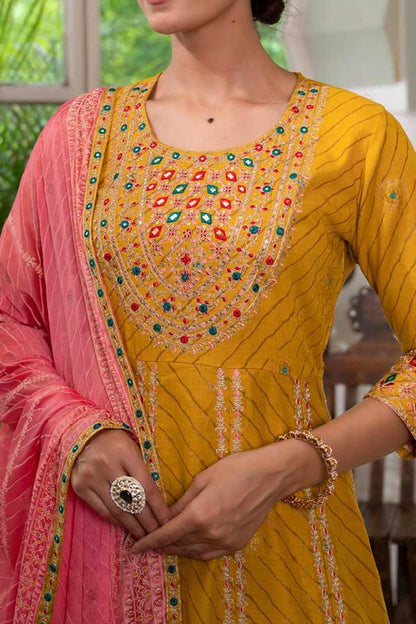 Graceful Rayon Charm: A-Line Festive Kurta with Embroidered Wide Palazo Pants