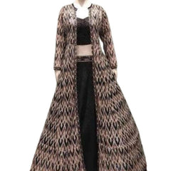 Black Banarasi Butta Lehenga Set with Mirror Work Blouse & Zari Shrug