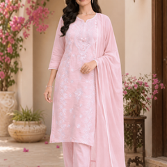 Powder Pink Pure Cotton Suit Set