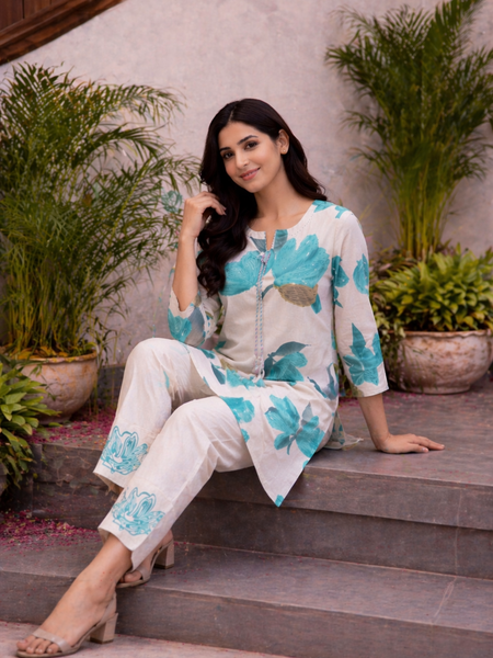 Green Flex Cotton Sequinned Cord Set