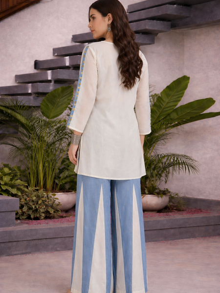 Off White Vallcan Textured Thread & Coin Detail Cord Set