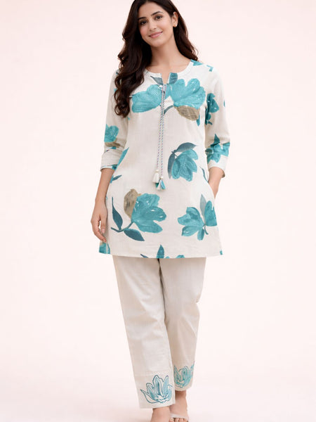 Green Flex Cotton Sequinned Cord Set