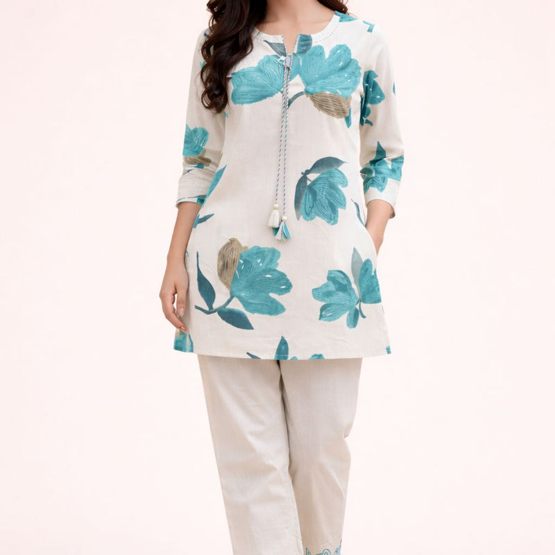 Green Flex Cotton Sequinned Cord Set