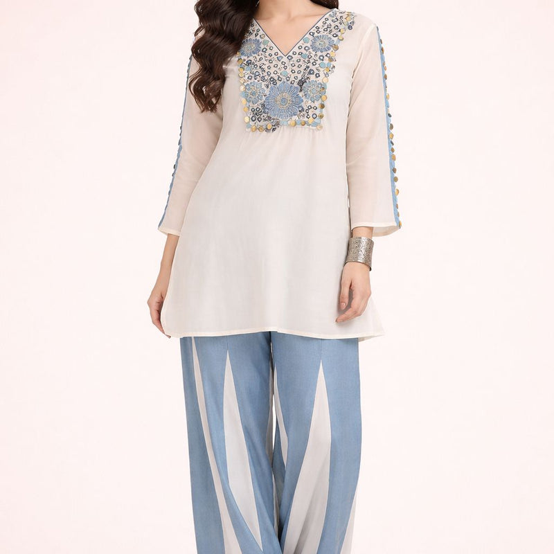 Off White Vallcan Textured Thread & Coin Detail Cord Set