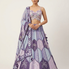 Trendy Lilac Georgette Lehenga