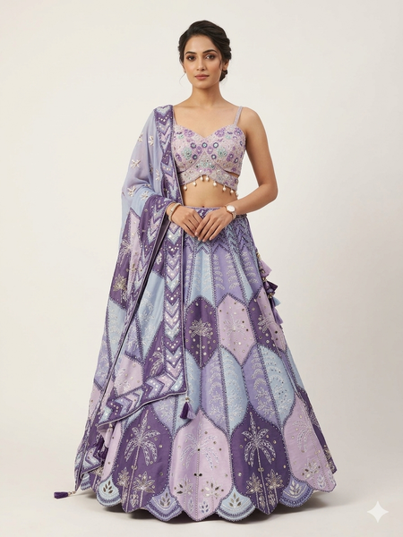 Trendy Lilac Georgette Lehenga