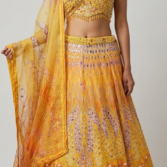 Peppy Yellow Georgette Lehenga