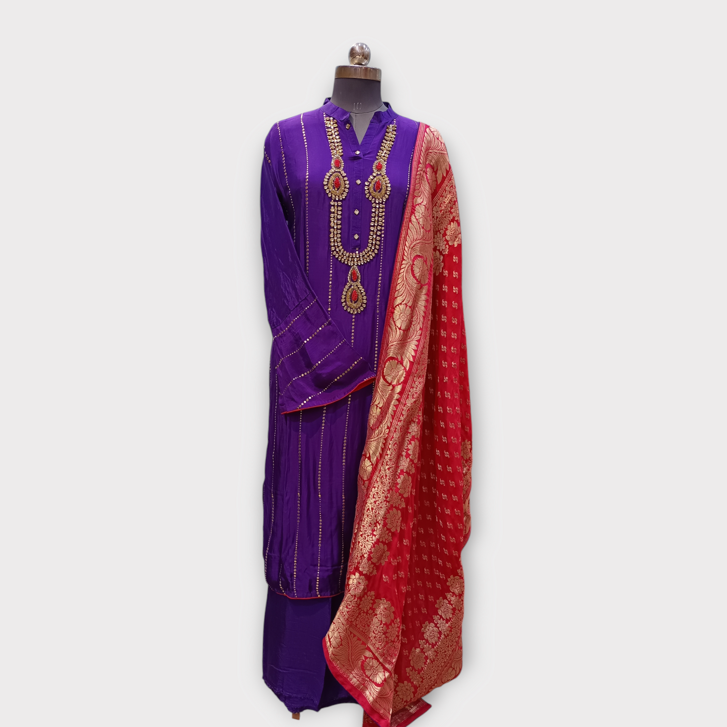 Semi Stitched Kundan &amp; Moti Suits