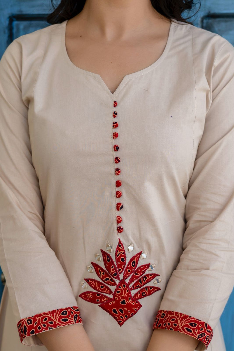 Earthy Tone Cotton Kalamkari Suit Set