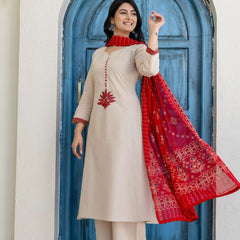 Earthy Tone Cotton Kalamkari Suit Set