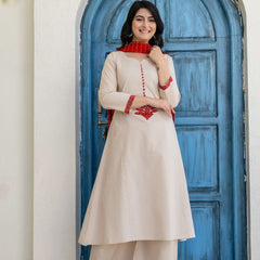 Earthy Tone Cotton Kalamkari Suit Set