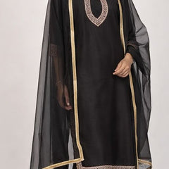 Black Roman Silk Suit Set