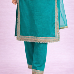 Firozi Roman Silk Suit Set