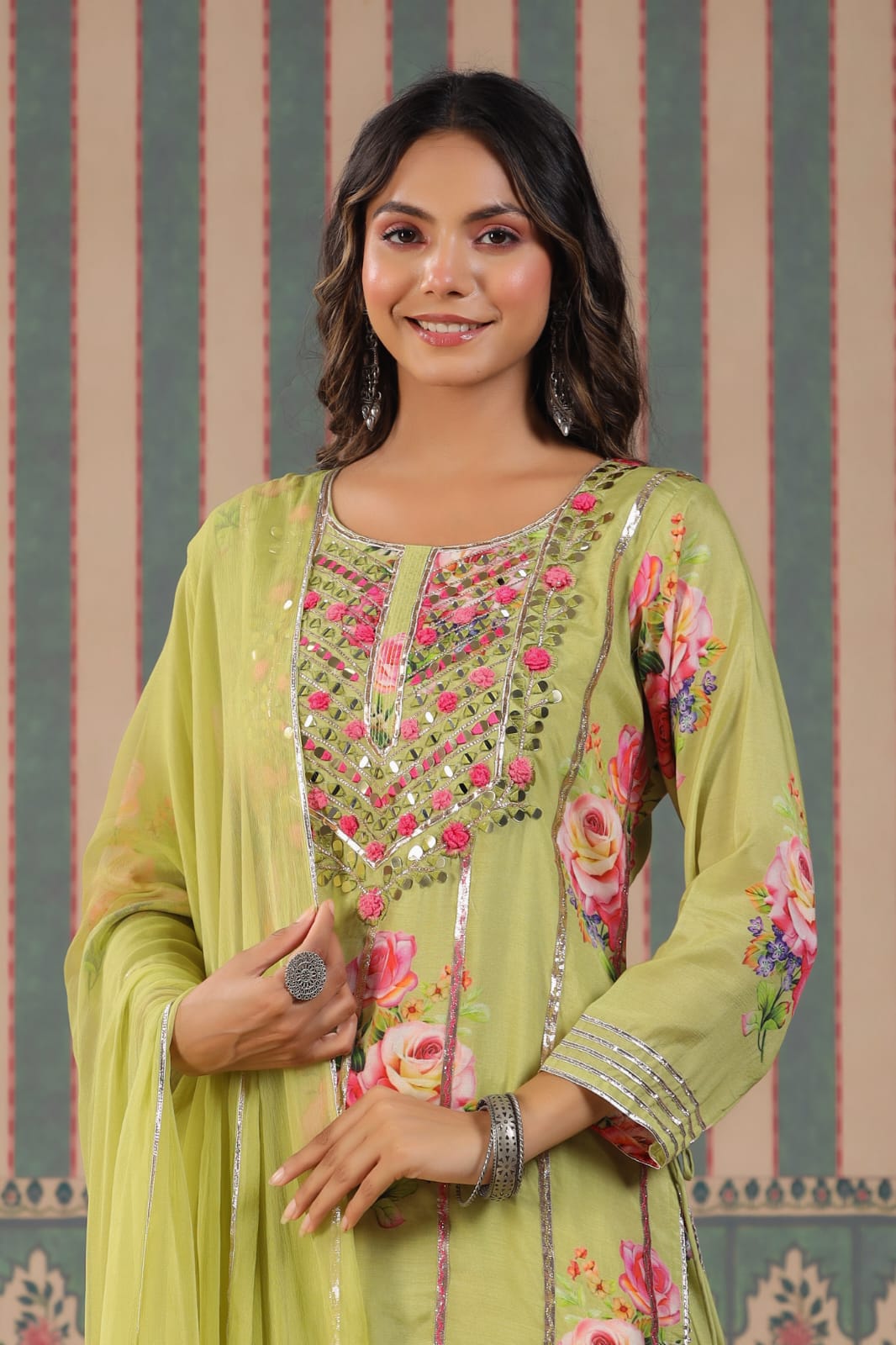 MEHR FESTIVE COLLECTION: LUXURIOUS FLORAL GHARARA SUITS IN PURE MUSLIN (YELLOW)