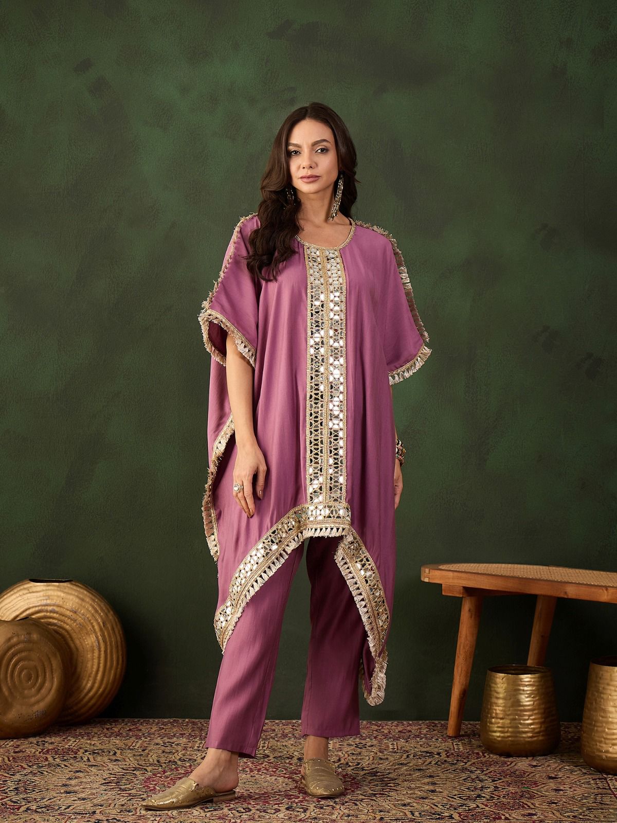 Shifli Cotton Coord Set With Multi Coloured Embroidery