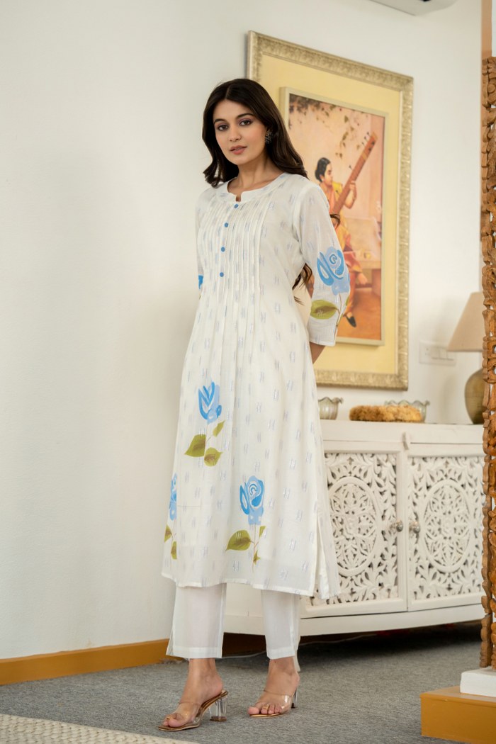 Soft Mul Cotton Brush Painted  Coord Set / Two Piece Set