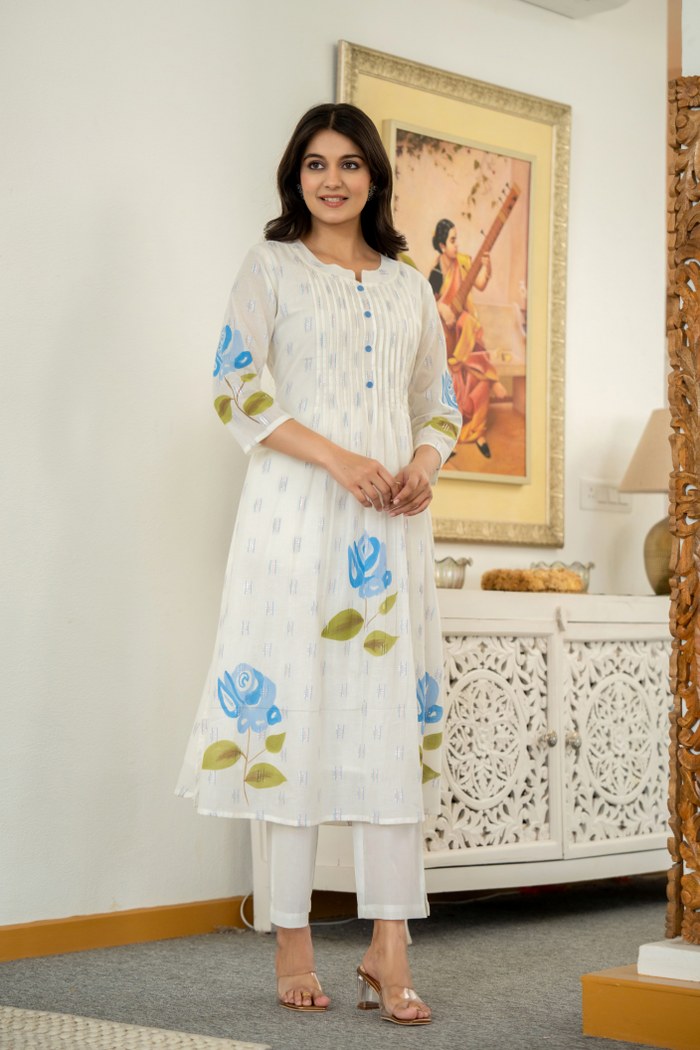 Soft Mul Cotton Brush Painted  Coord Set / Two Piece Set