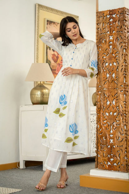 Soft Mul Cotton Brush Painted  Coord Set / Two Piece Set