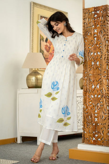 Soft Mul Cotton Brush Painted  Coord Set / Two Piece Set