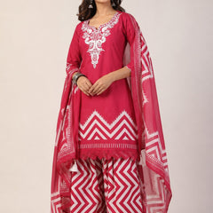 Pure Cotton Schiffli Embroidery Farshi Suit Set
