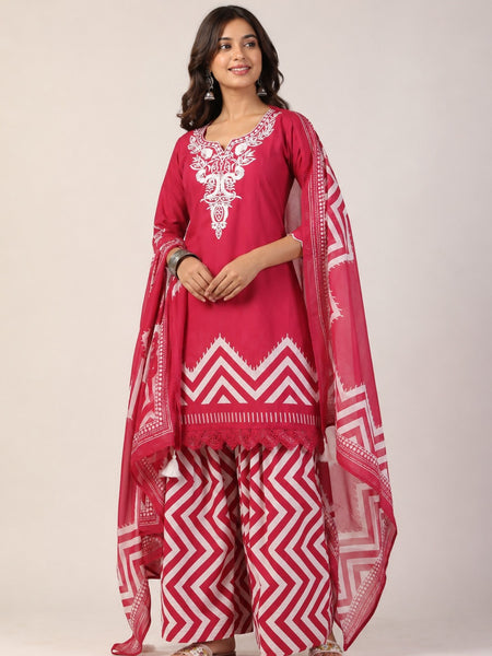 Pure Cotton Schiffli Embroidery Farshi Suit Set