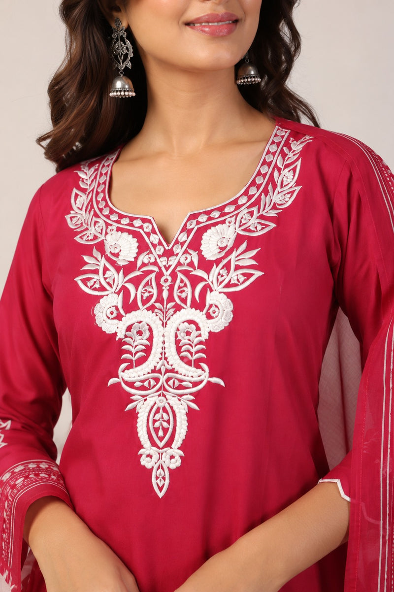 Pure Cotton Schiffli Embroidery Farshi Suit Set