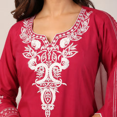 Pure Cotton Schiffli Embroidery Farshi Suit Set