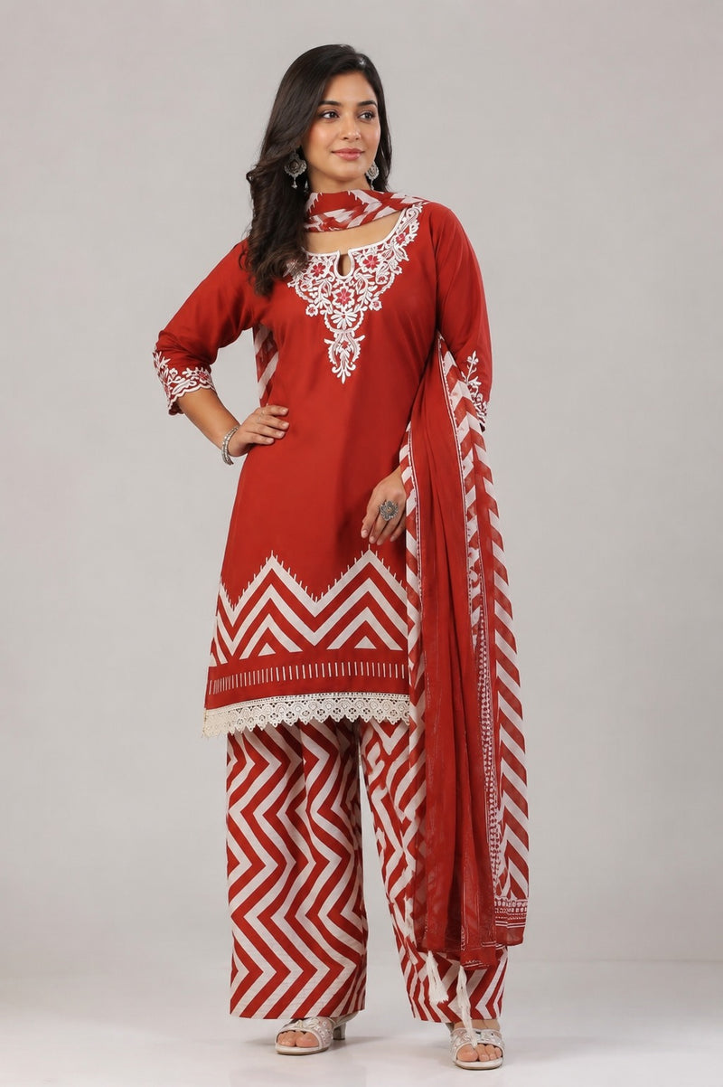 Pure Cotton Schiffli Embroidery Farshi Suit Set