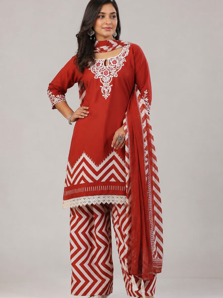Pure Cotton Schiffli Embroidery Farshi Suit Set