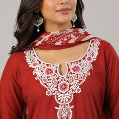 Pure Cotton Schiffli Embroidery Farshi Suit Set