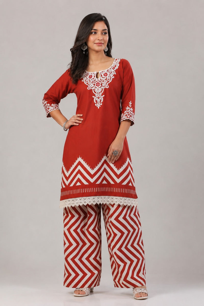 Pure Cotton Schiffli Embroidery Farshi Suit Set