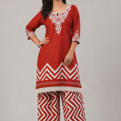 Pure Cotton Schiffli Embroidery Farshi Suit Set