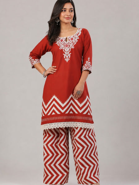 Pure Cotton Schiffli Embroidery Farshi Suit Set