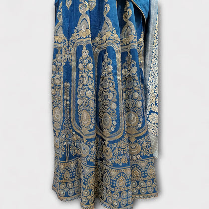 Semi Stitched Silk Kurta With Banarsi Silk Dupatta